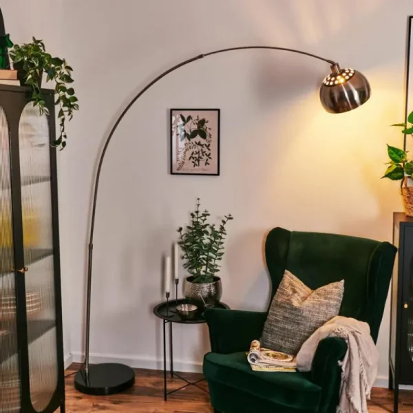 hofstein Baloca Lampadaire Nickel mat, Noir, 1 lumière* Lampes Modernes