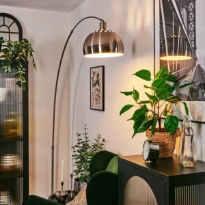 hofstein Baloca Lampadaire Nickel mat, Noir, 1 lumière* Lampes Modernes