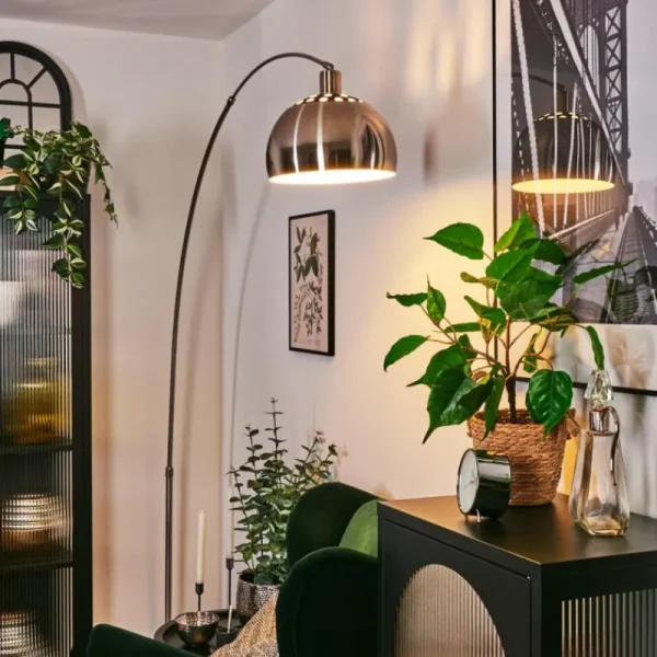 hofstein Baloca Lampadaire Nickel mat, Noir, 1 lumière* Lampes Modernes