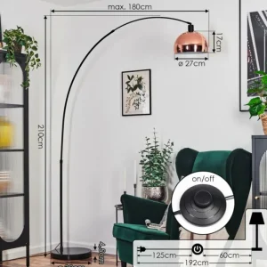 hofstein Baloca Lampadaire Noir, 1 lumière* Lampes Modernes