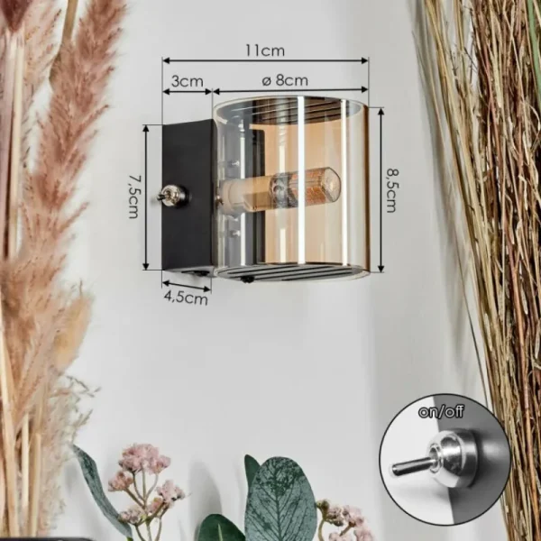 hofstein Bamako Luminaire Up & Down, Applique murale LED Noir, 1 lumière* Lampes En Verre