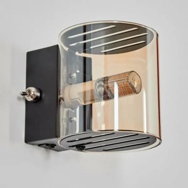 hofstein Bamako Luminaire Up & Down, Applique murale LED Noir, 1 lumière* Lampes En Verre