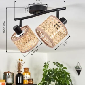 hofstein Barcos Plafonnier Noir, 2 lumières* Lampes Modernes