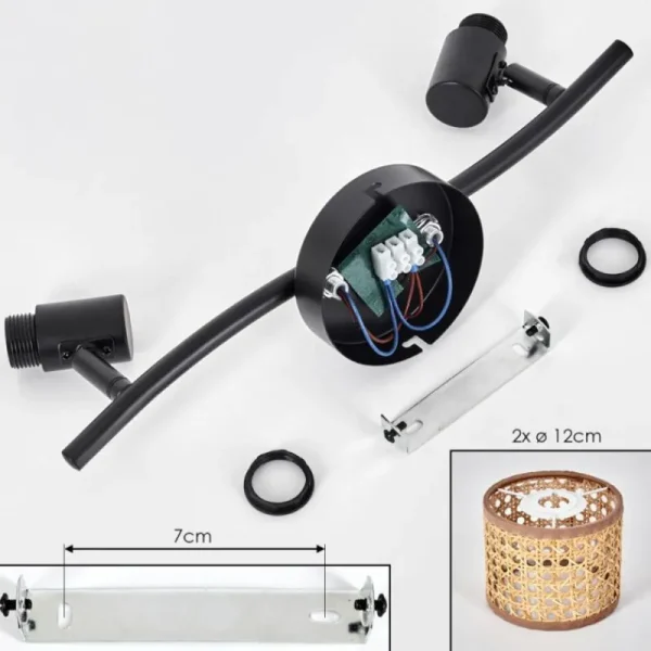 hofstein Barcos Plafonnier Noir, 2 lumières* Lampes Modernes