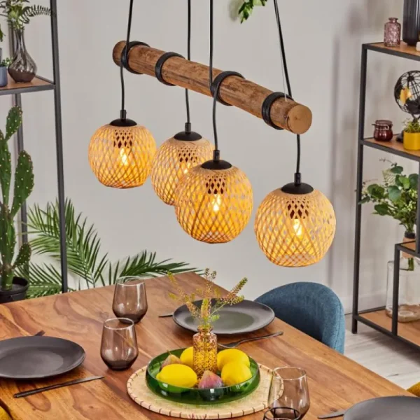 hofstein Basto Suspension, Boule lumineuse, Suspension Écru, Noir, 4 lumières* Lampes Modernes