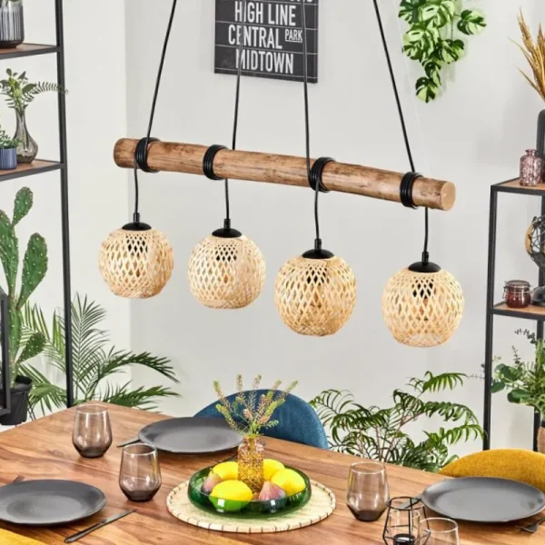 hofstein Basto Suspension, Boule lumineuse, Suspension Écru, Noir, 4 lumières* Lampes Modernes