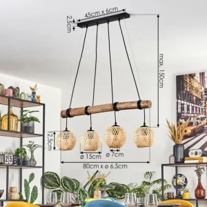 hofstein Basto Suspension, Boule lumineuse, Suspension Écru, Noir, 4 lumières* Lampes Modernes