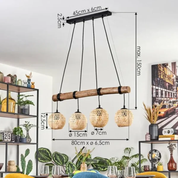 hofstein Basto Suspension, Boule lumineuse, Suspension Écru, Noir, 4 lumières* Lampes Modernes