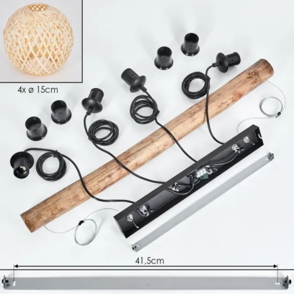 hofstein Basto Suspension, Boule lumineuse, Suspension Écru, Noir, 4 lumières* Lampes Modernes