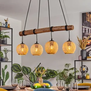 hofstein Basto Suspension, Boule lumineuse, Suspension Écru, Noir, 4 lumières* Lampes Modernes
