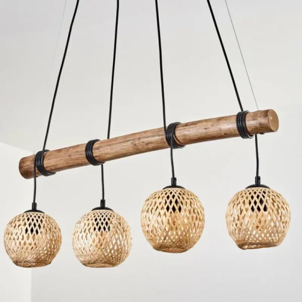 hofstein Basto Suspension, Boule lumineuse, Suspension Écru, Noir, 4 lumières* Lampes Modernes
