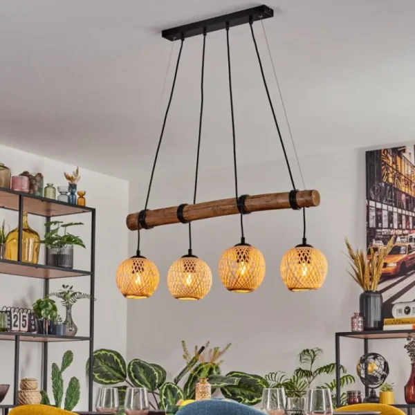 hofstein Basto Suspension, Boule lumineuse, Suspension Écru, Noir, 4 lumières* Lampes Modernes