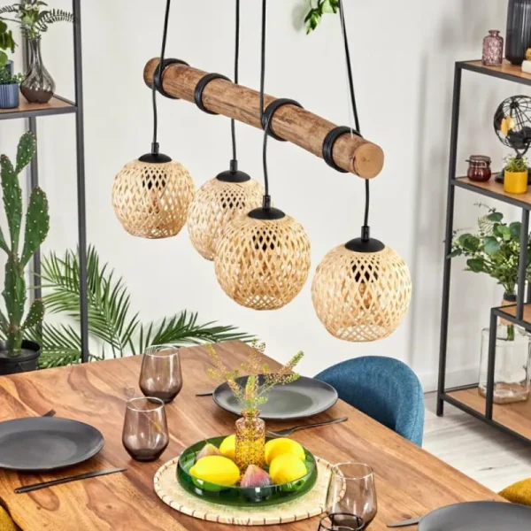 hofstein Basto Suspension, Boule lumineuse, Suspension Écru, Noir, 4 lumières* Lampes Modernes
