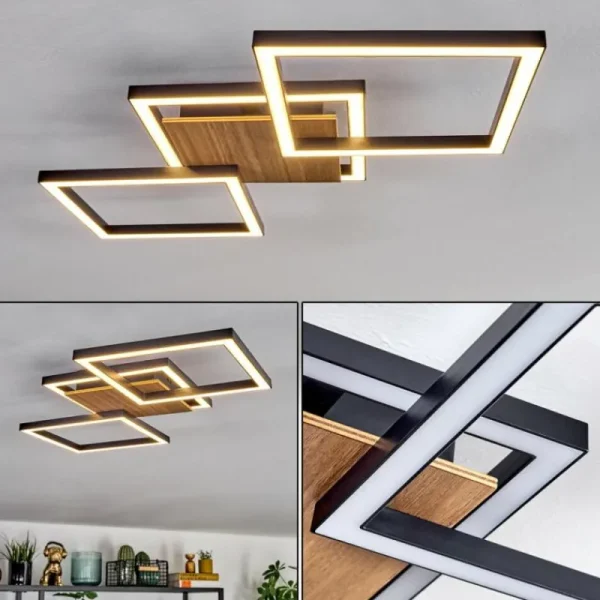 hofstein Bealo Plafonnier LED Couleur bois, Noir, 1 lumière* Lampes Modernes