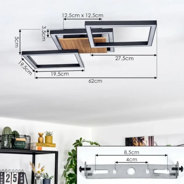 hofstein Bealo Plafonnier LED Couleur bois, Noir, 1 lumière* Lampes Modernes