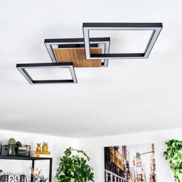 hofstein Bealo Plafonnier LED Couleur bois, Noir, 1 lumière* Lampes Modernes
