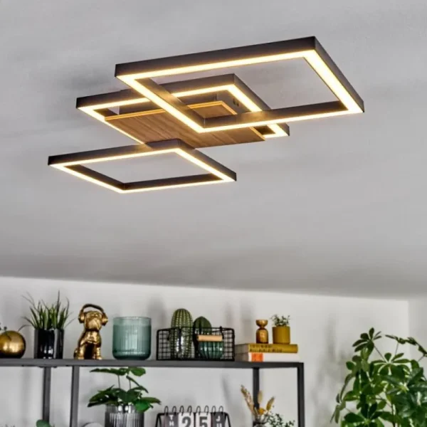 hofstein Bealo Plafonnier LED Couleur bois, Noir, 1 lumière* Lampes Modernes