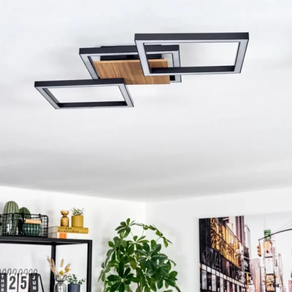hofstein Bealo Plafonnier LED Couleur bois, Noir, 1 lumière* Lampes Modernes