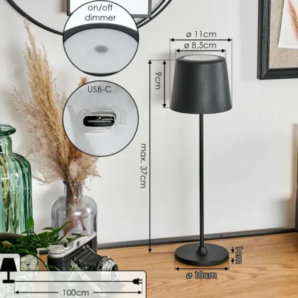 hofstein Belece Lampe de table d'extérieur, Lampe à poser LED Noir, 1 lumière* Lampes Modernes