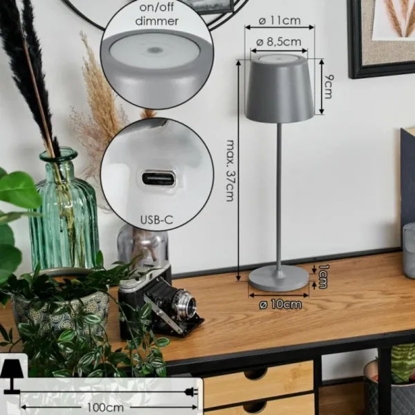 hofstein Belece Lampe de table d'extérieur, Lampe à poser LED Gris, 1 lumière* Lampes Modernes