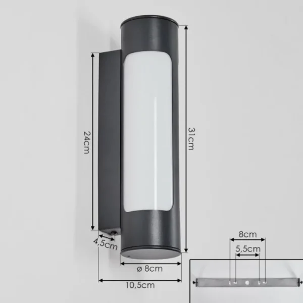 hofstein Biran Lampe murale d´extérieur, Applique murale LED Anthracite, 1 lumière* Lampes Modernes
