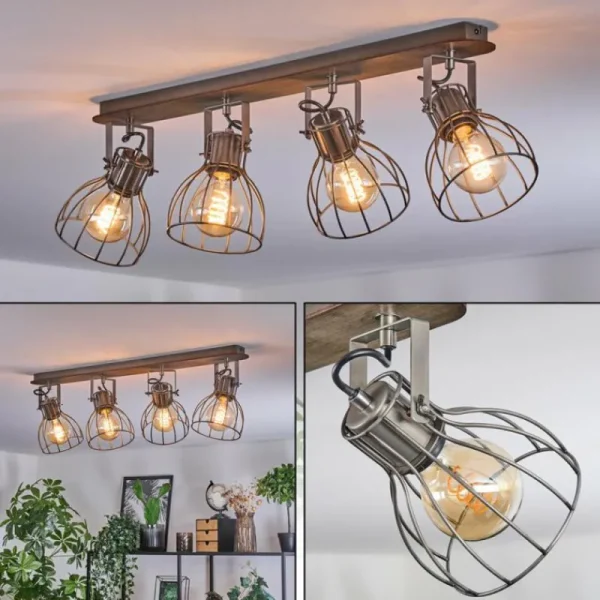 hofstein Bitterroot Plafonnier Gris, Écru, 4 lumières* Lampes Modernes
