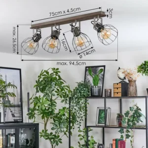 hofstein Bitterroot Plafonnier Gris, Écru, 4 lumières* Lampes Modernes