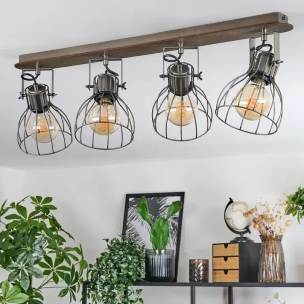 hofstein Bitterroot Plafonnier Gris, Écru, 4 lumières* Lampes Modernes