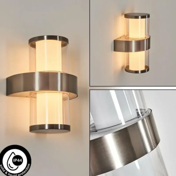 hofstein Blinneberg Luminaire extérieur, Lampe murale d´extérieur LED Nickel mat, 2 lumières* Lampes Modernes