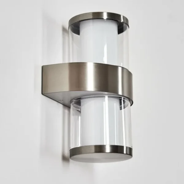 hofstein Blinneberg Luminaire extérieur, Lampe murale d´extérieur LED Nickel mat, 2 lumières* Lampes Modernes