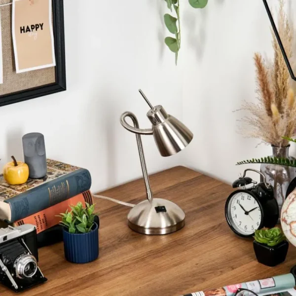 hofstein Bondorlunda Lampe de bureau, Lampe à poser Nickel mat, 1 lumière* Lampes Modernes