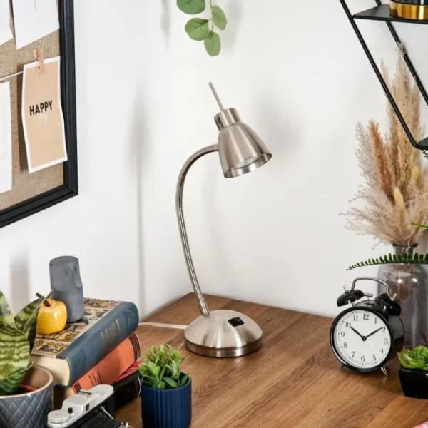 hofstein Bondorlunda Lampe de bureau, Lampe à poser Nickel mat, 1 lumière* Lampes Modernes