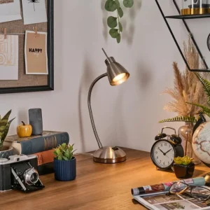hofstein Bondorlunda Lampe de bureau, Lampe à poser Nickel mat, 1 lumière* Lampes Modernes