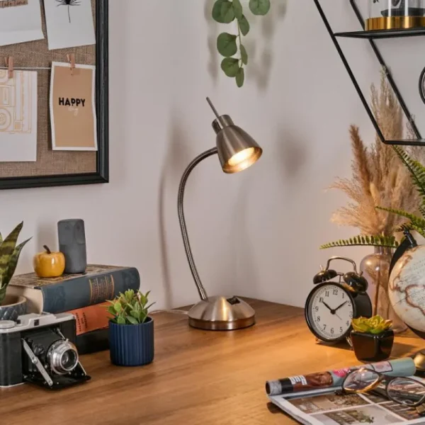 hofstein Bondorlunda Lampe de bureau, Lampe à poser Nickel mat, 1 lumière* Lampes Modernes