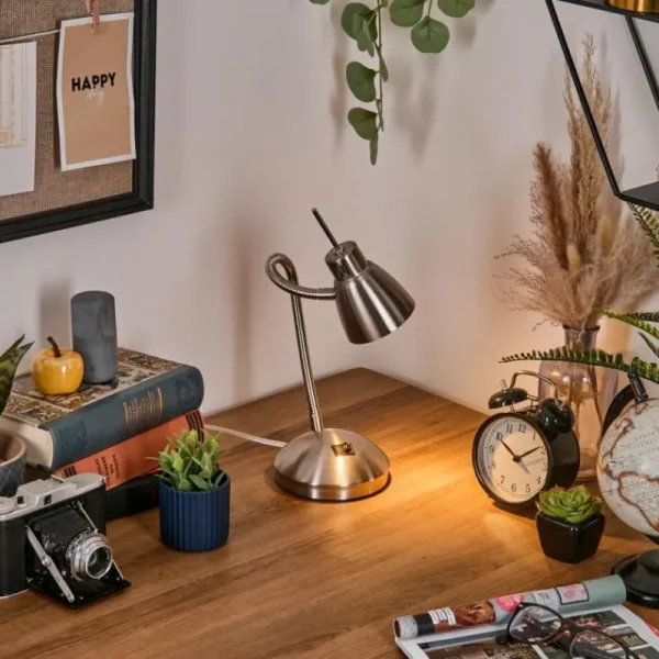 hofstein Bondorlunda Lampe de bureau, Lampe à poser Nickel mat, 1 lumière* Lampes Modernes