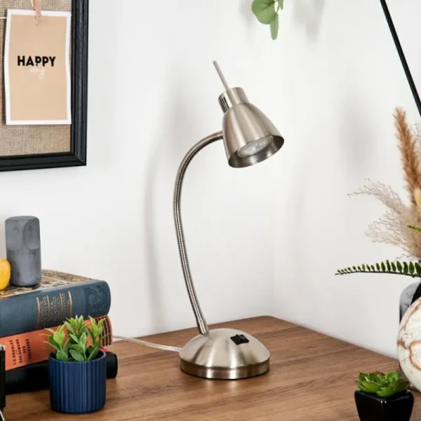 hofstein Bondorlunda Lampe de bureau, Lampe à poser Nickel mat, 1 lumière* Lampes Modernes