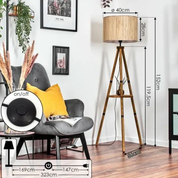 hofstein Bongal Lampadaire Écru, 1 lumière* Lampes Modernes
