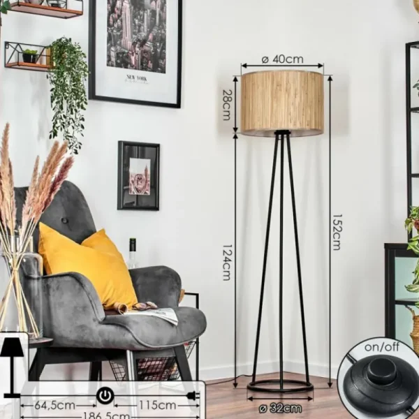 hofstein Bongal Lampadaire, Liseuse Noir, 1 lumière* Lampes Modernes
