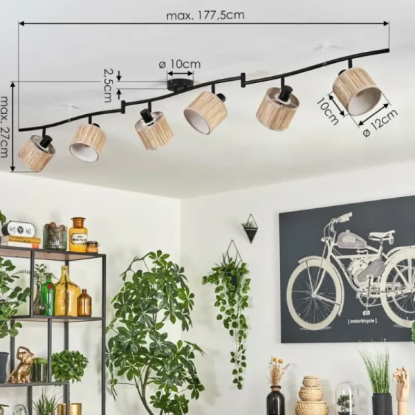 hofstein Bongal Plafonnier Noir, 6 lumières* Lampes Modernes