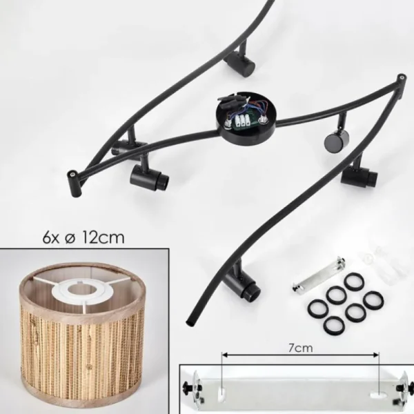 hofstein Bongal Plafonnier Noir, 6 lumières* Lampes Modernes
