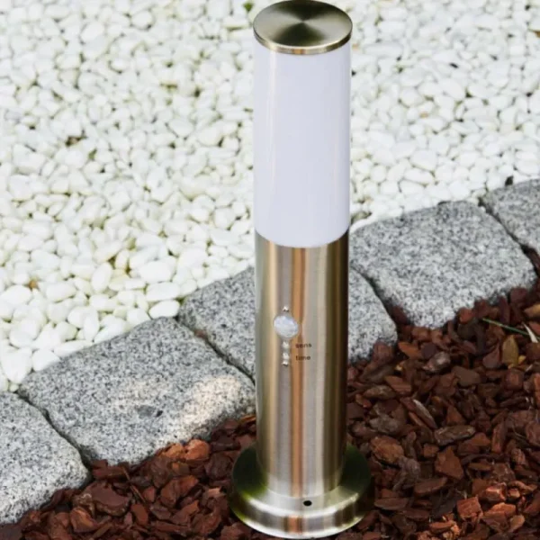 hofstein Borne d'éclairage Caserta Acier inoxydable, 1 lumière, Détecteur de mouvement* Lampes Modernes