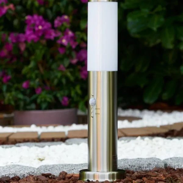 hofstein Borne d'éclairage Caserta Acier inoxydable, 1 lumière, Détecteur de mouvement* Lampes Modernes