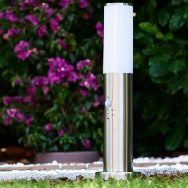 hofstein Borne d'éclairage Caserta Acier inoxydable, 1 lumière, Détecteur de mouvement* Lampes Modernes