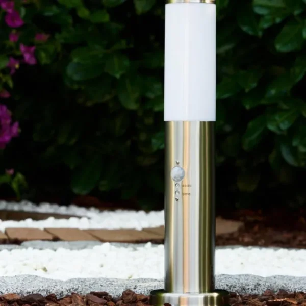 hofstein Borne d'éclairage Caserta Acier inoxydable, 1 lumière, Détecteur de mouvement* Lampes Modernes