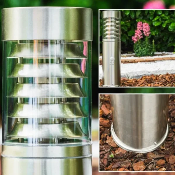 hofstein Borne d'éclairage Dakar Acier inoxydable, 1 lumière, Détecteur de mouvement* Lampes Modernes