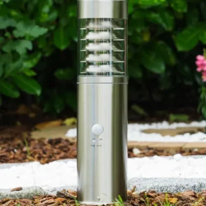 hofstein Borne d'éclairage Dakar Acier inoxydable, 1 lumière, Détecteur de mouvement* Lampes Modernes