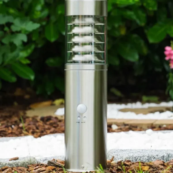 hofstein Borne d'éclairage Dakar Acier inoxydable, 1 lumière, Détecteur de mouvement* Lampes Modernes