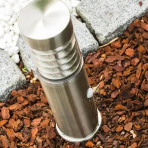 hofstein Borne d'éclairage Dakar Acier inoxydable, 1 lumière, Détecteur de mouvement* Lampes Modernes