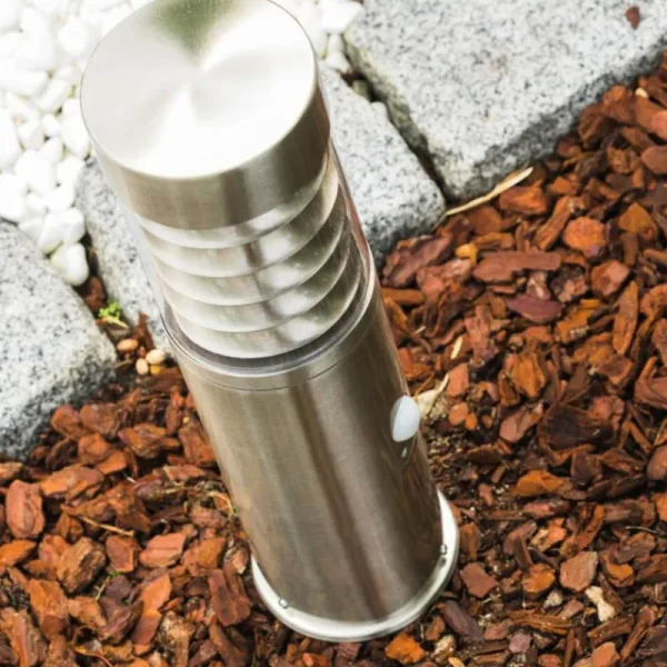 hofstein Borne d'éclairage Dakar Acier inoxydable, 1 lumière, Détecteur de mouvement* Lampes Modernes
