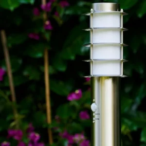 hofstein Borne d'éclairage Tunes Acier inoxydable, 1 lumière, Détecteur de mouvement* Lampes Modernes